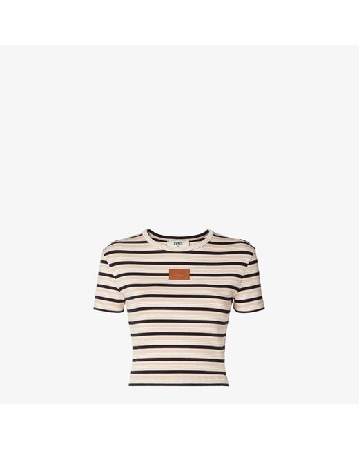 Fendi White Striped Cropped Top