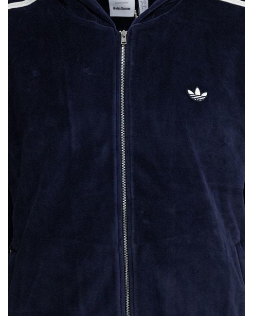 Adidas Originals Blue X Wales Bonner Logo Zip-Up Sweatshirt for men