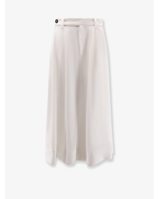 Brunello Cucinelli White Viscose And Linen Skirt