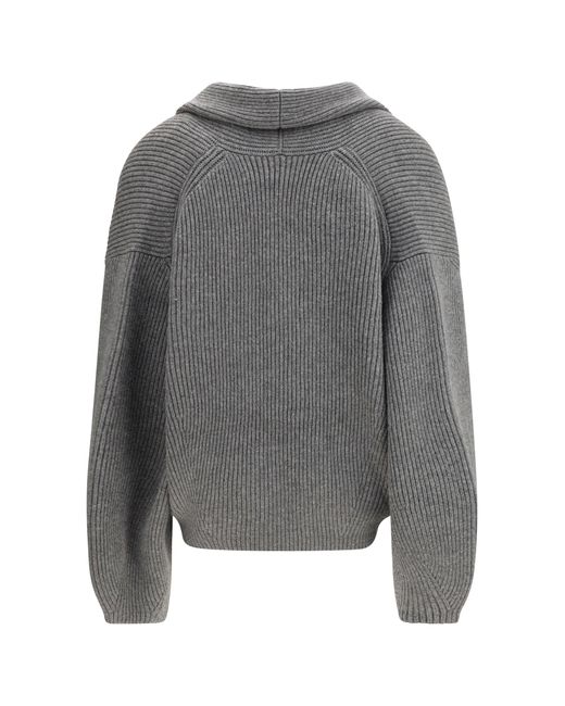 Totême Gray Shawl-Lapel Cardigan