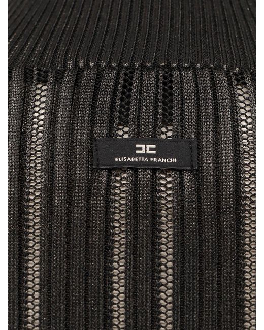 Elisabetta Franchi Black Metallic Fabric Turtleneck Sweater