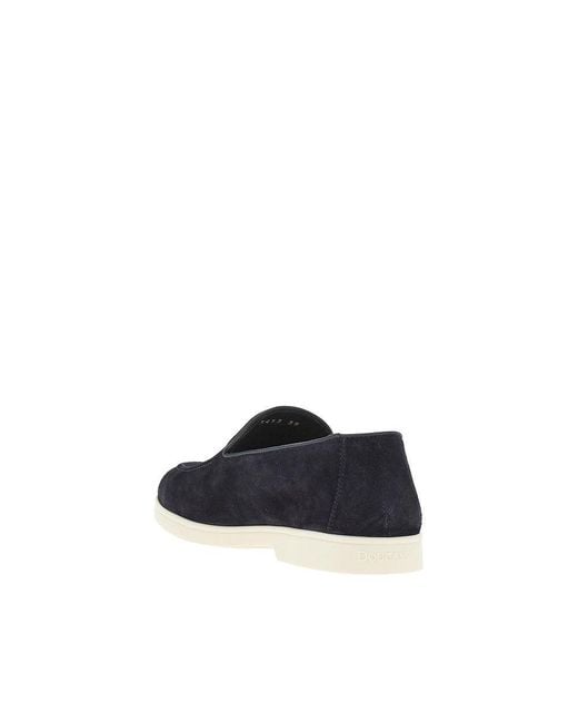 Doucal's Blue Suede Leather Loafers for men