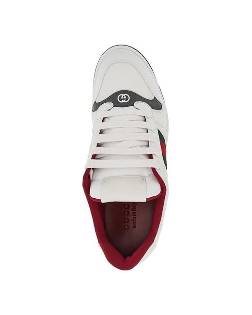 Gucci White 'Screener' Sneakers With Web Ribbon Detail for men