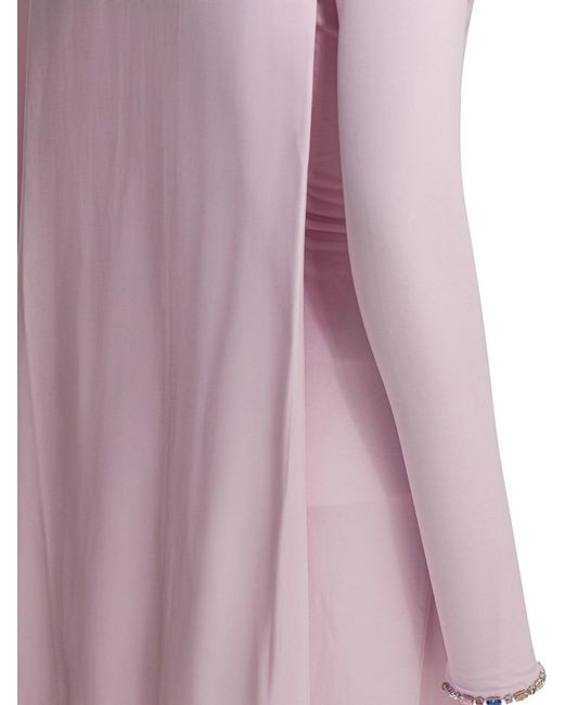 Self-Portrait Pink Long Draped Jersey Dress