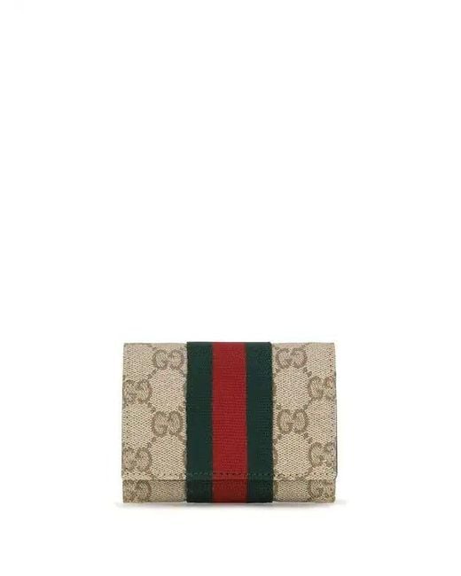 Gucci Natural Gg Wallet With Web Detail