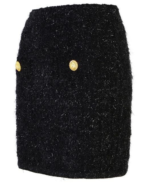 Balmain Black Viscose Blend Miniskirt