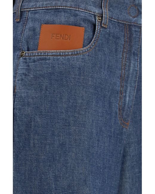 Fendi Blue Jeans Wide-Leg Chambray