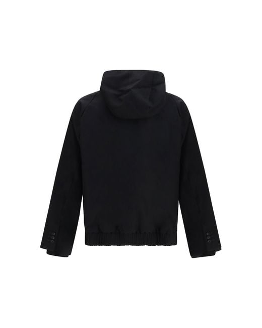 Sacai Black Hooded Flannel Jacket for men