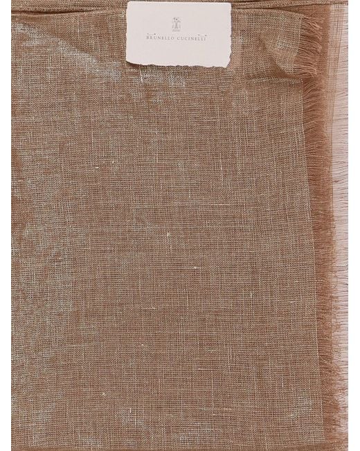 Brunello Cucinelli Natural Lurex Linen Scarf