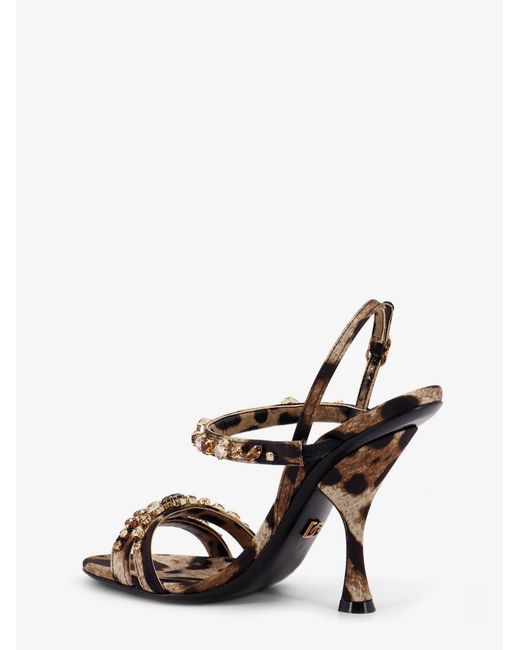 Dolce & Gabbana White Satin Sandals With Animal Print