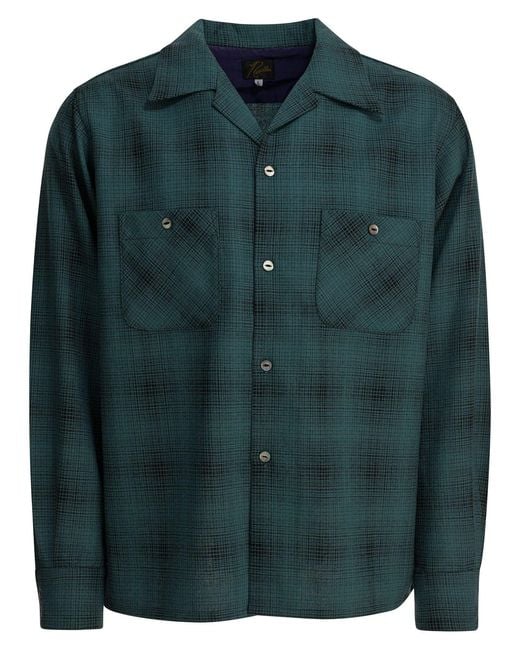 Needles Green Checked Wool "One-Up" Shirt for men