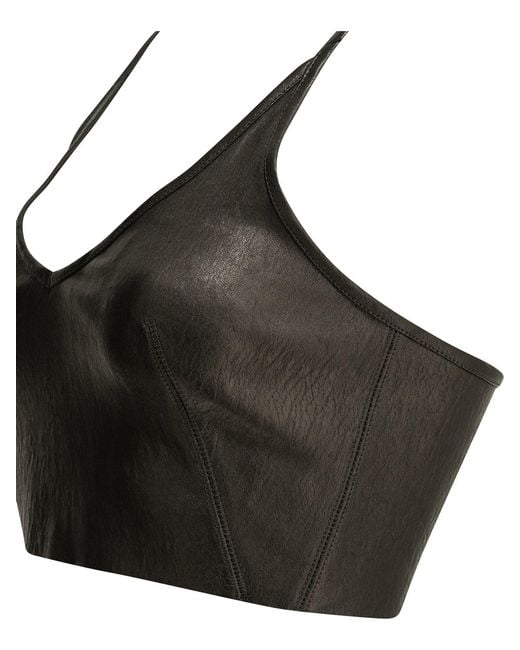 Rick Owens Black Leather Bra Top