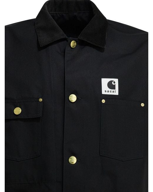 Sacai Carhartt Wip Duck Jackets And Coats Black for men