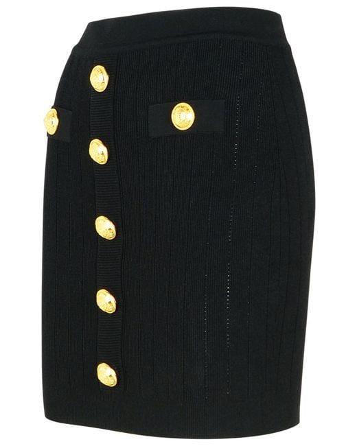 Balmain Black Viscose Blend Miniskirt