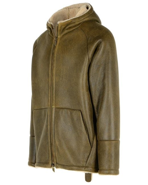 Salvatore Santoro Green Army Leather Jacket for men