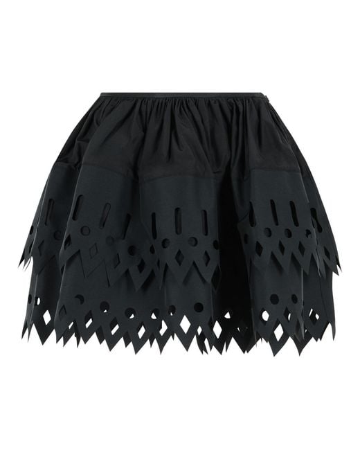 Blumarine Black 'Tech' Cotton Blend Skirt