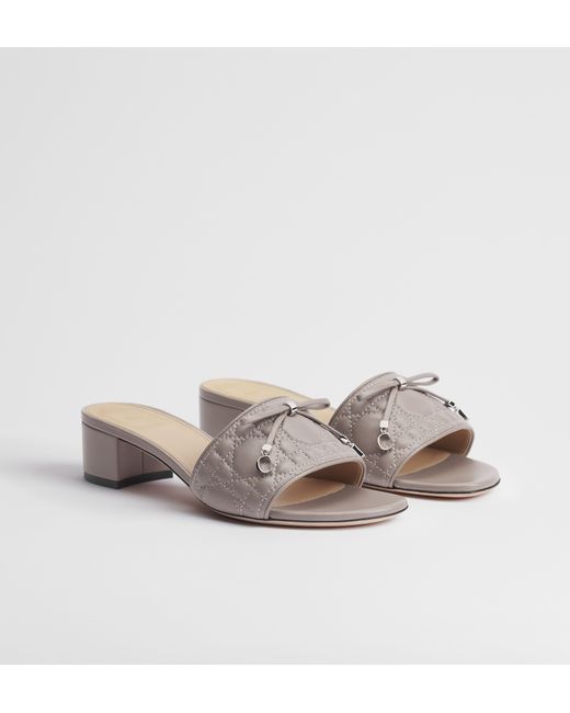 Dior White "Cannage Heeled Slide 35Mm" Heeled Sandals