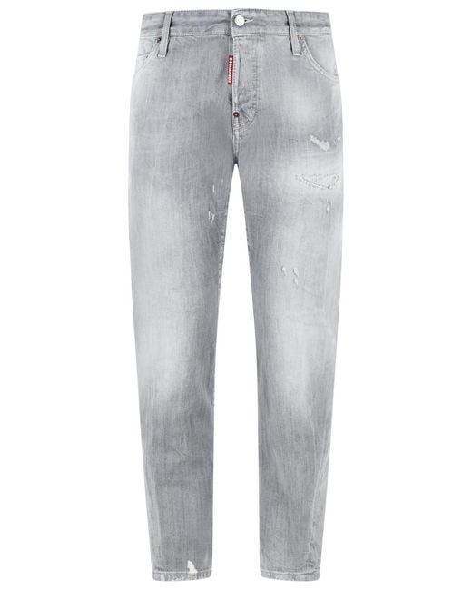 DSquared² Gray 'Slim Twst' Cotton Jeans for men