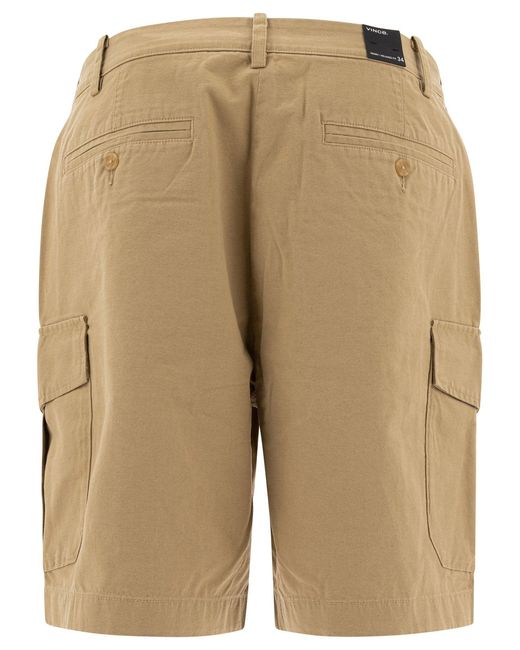 Vince Natural Cotton And Linen Cargo Shorts for men