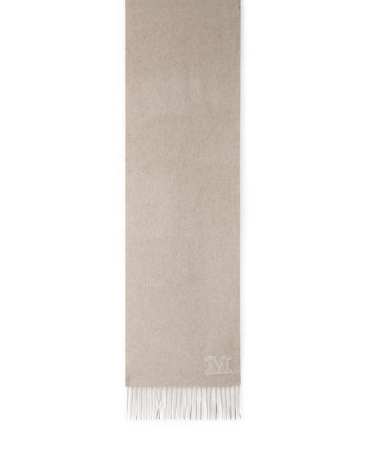 Max Mara White 'Wsdalia' Sand Cashmere Scarf