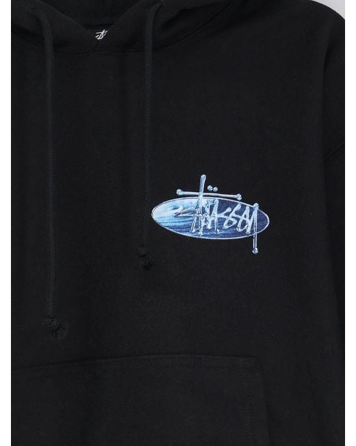Stussy Blue Wave Oval Hooded Sweatshirt for men