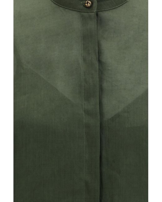 Max Mara Green Baldi Ramié Canvas Shirt