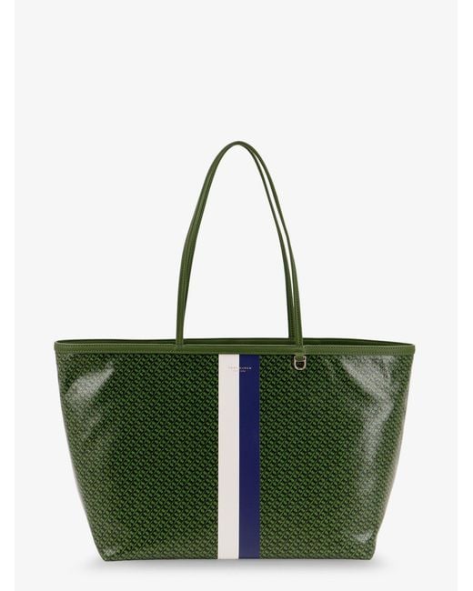 Tory Burch Green The Racer Tote Shoulder Bag