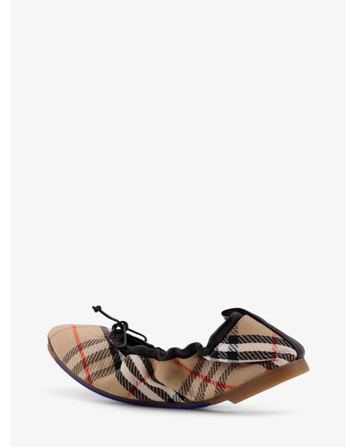 Burberry Multicolor Fawn Ballerinas With Traditional Check Motif