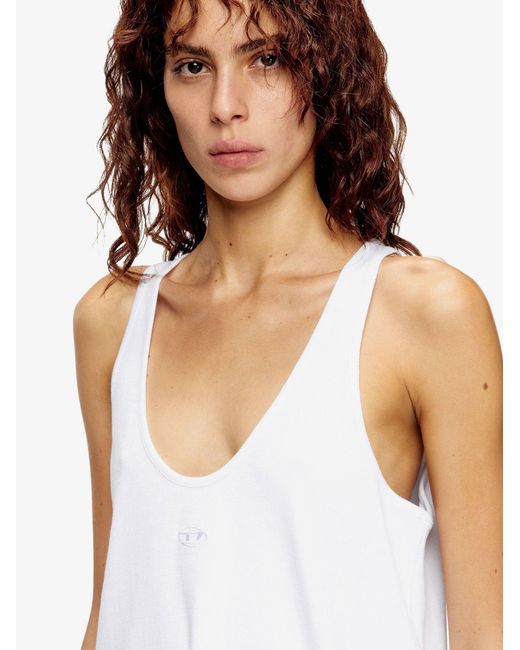 DIESEL White Ribbed Cotton Tank Top