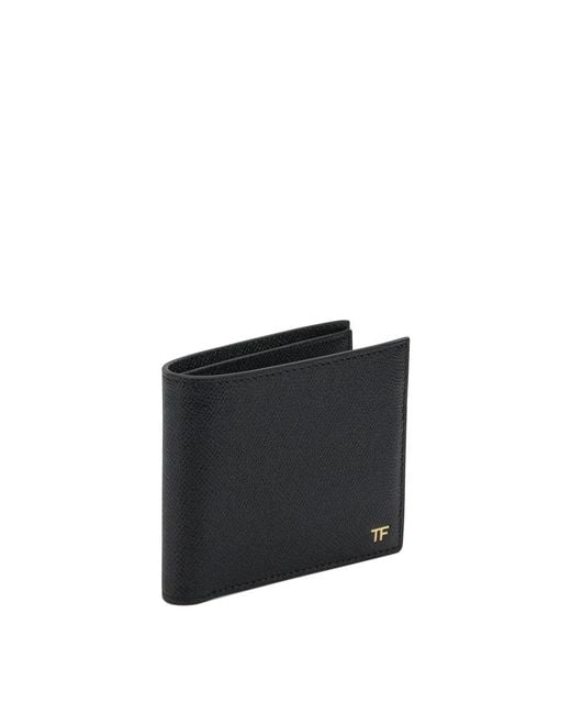Tom Ford Black Small Grain Leather Bifold Wallet for men