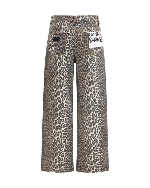 Ganni Gray Animal Print Jeans
