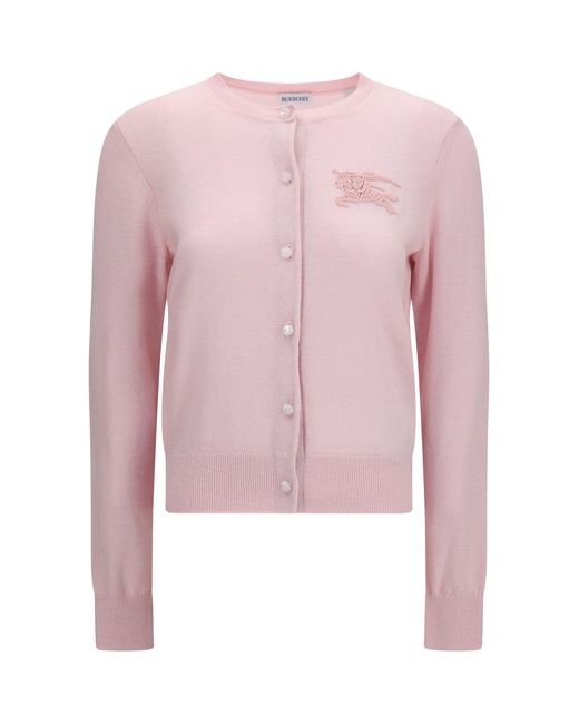 Burberry Pink Cotton And Wool Cardigan