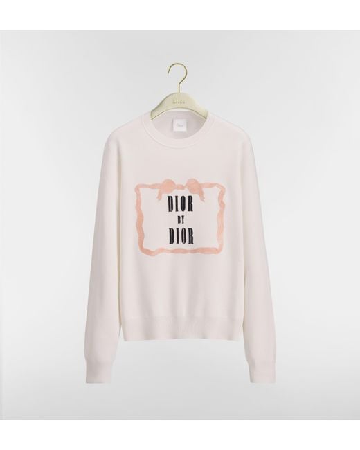 Dior White Book Cover Crewneck Knitwear