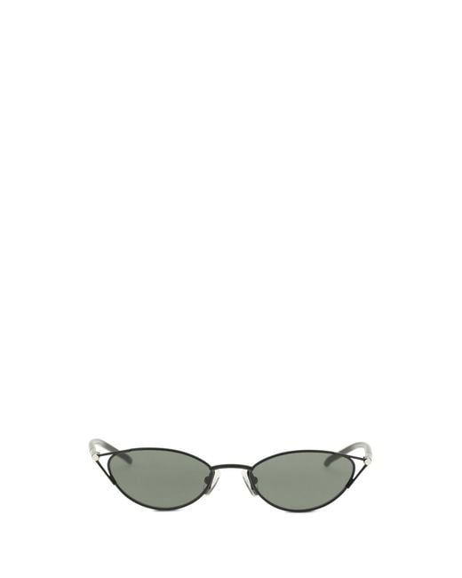 McQueen Metallic Slim Cat-Eye Sunglasses With T-Bar
