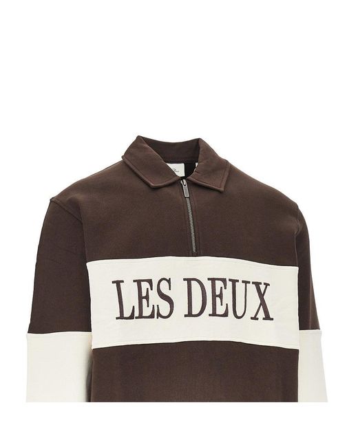 Les Deux Brown Zipper Rugby Sweatshirt for men