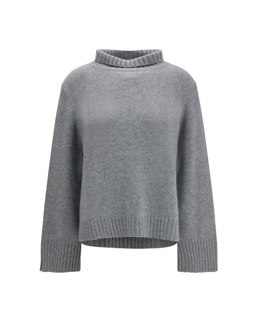 Allude Gray Cashmere Turtleneck Sweater