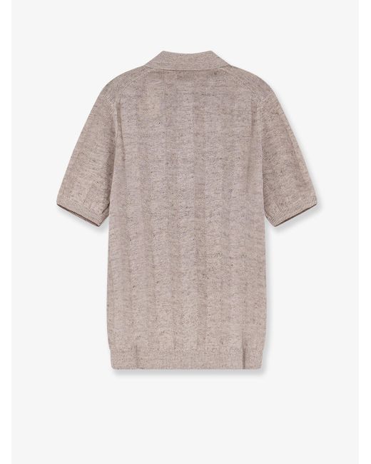 Brunello Cucinelli Multicolor Linen And Cotton Blend Polo Shirt for men
