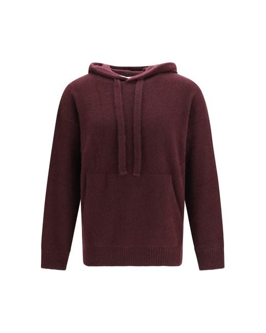 Laneus Purple Cashmere And Silk Hooded Sweater Fico for men