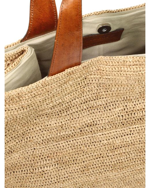 IBELIV Natural Raffia And Leather Handbag