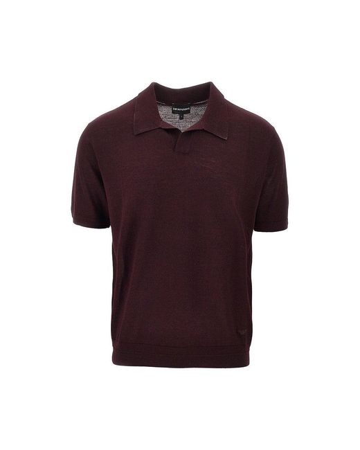 Emporio Armani Purple Virgin Wool And Silk Polo Shirt for men