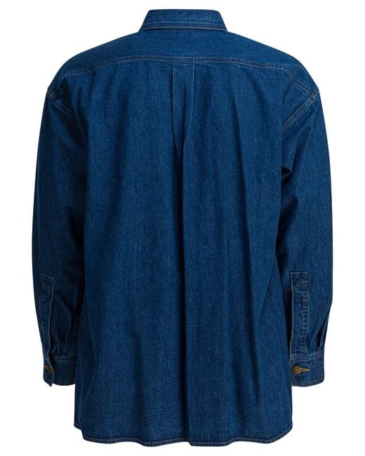 Auralee Blue Selvedge Oz Shirts for men