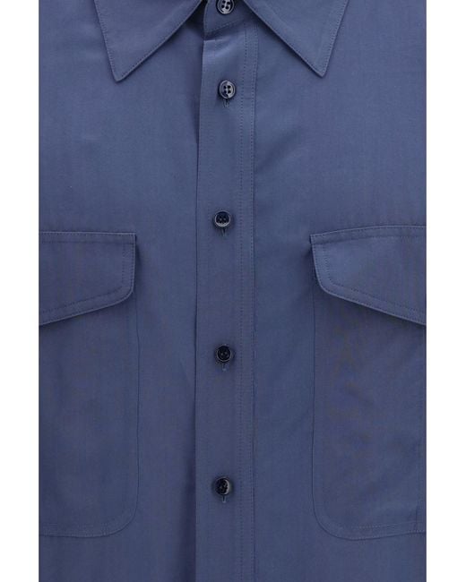 Saint Laurent Blue Toile 4812 Buttoned Shirt for men