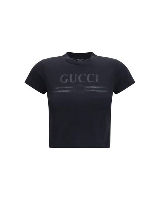 Gucci Blue Cotton Jersey T-Shirt With Devoré Detail