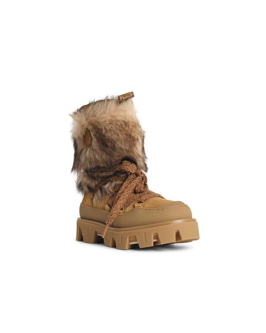 Moncler Natural 'Peak Aprã¨S' Suede Boots And Camel Shearling