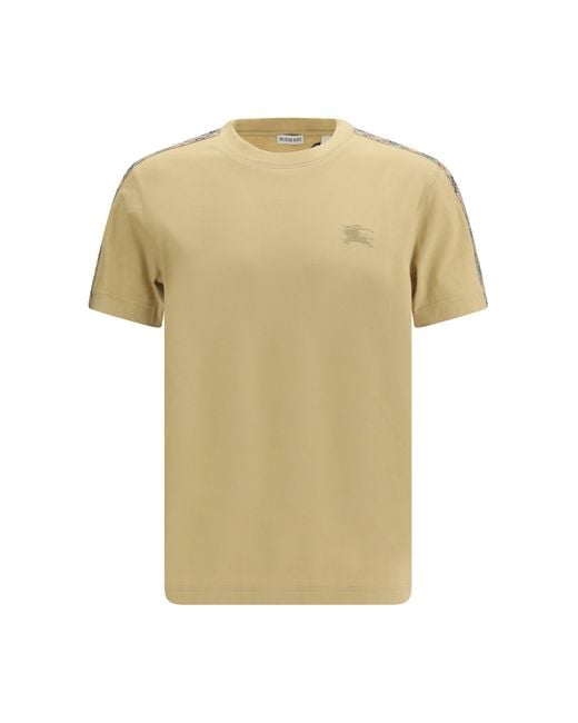 Burberry White T-Shirt With Check Trims for men