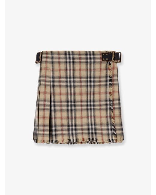 Burberry White Skye Cotton Kilt