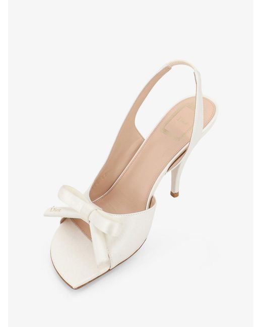 Dior White Dior Dior Bow Satin Sandals With Logo Bow Detail