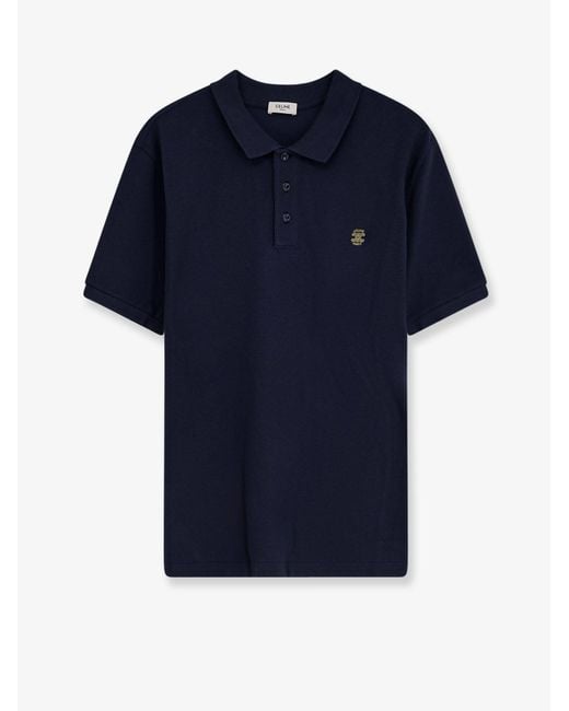 Céline Blue Cotton Polo Shirt for men