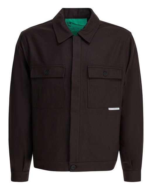 GR10K Black Wool Blend Overshirt Jacket Jackets And Coats