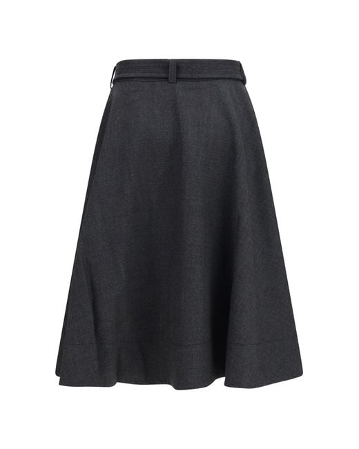 Ganni Black Wool Wrap Skirt